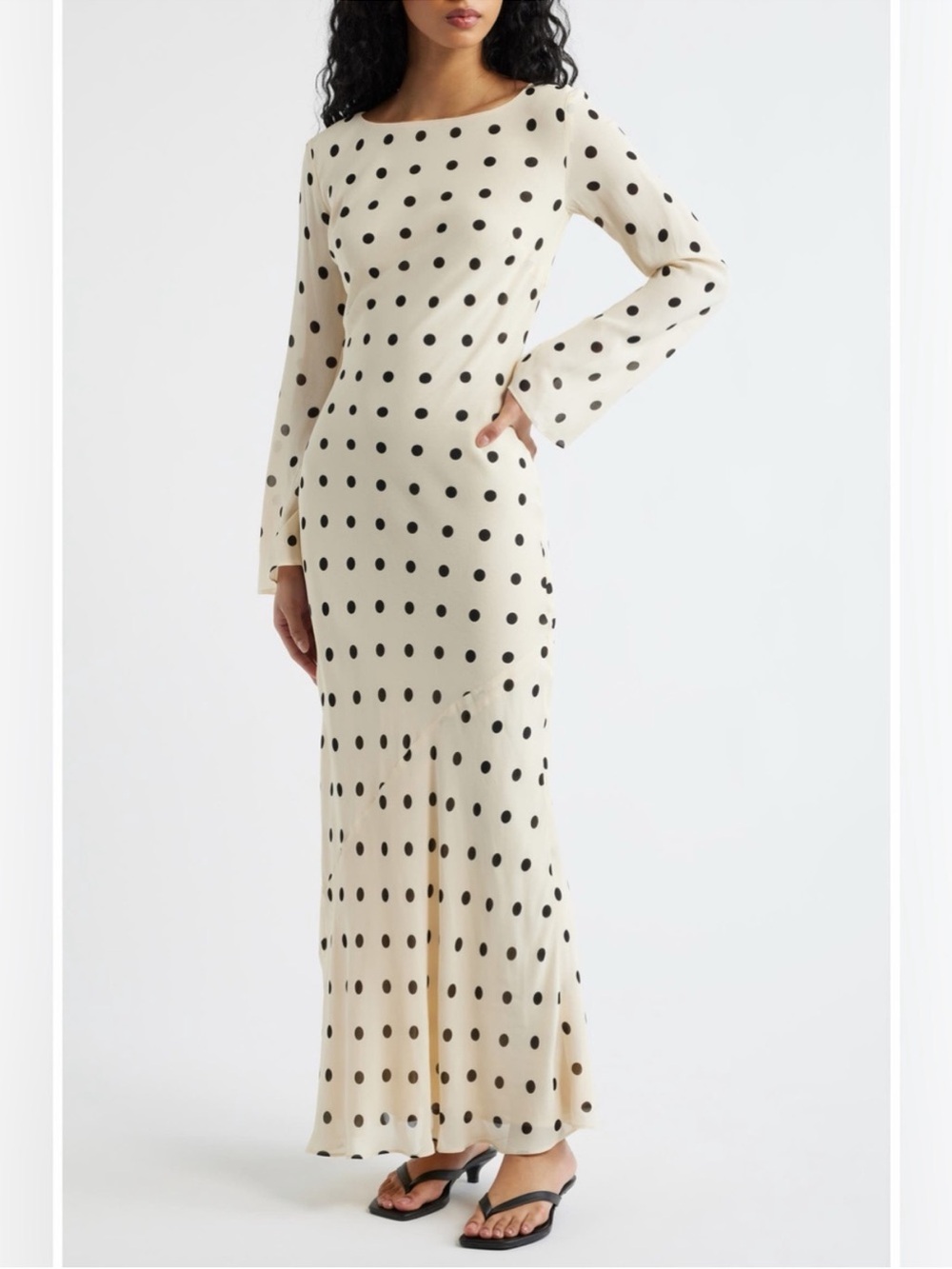 Reformation Esra Polka Dot Long Sleeve Maxi Dress